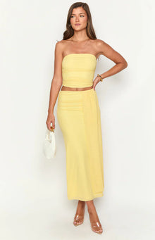 Silvie Strapless Crop Top | Yellow