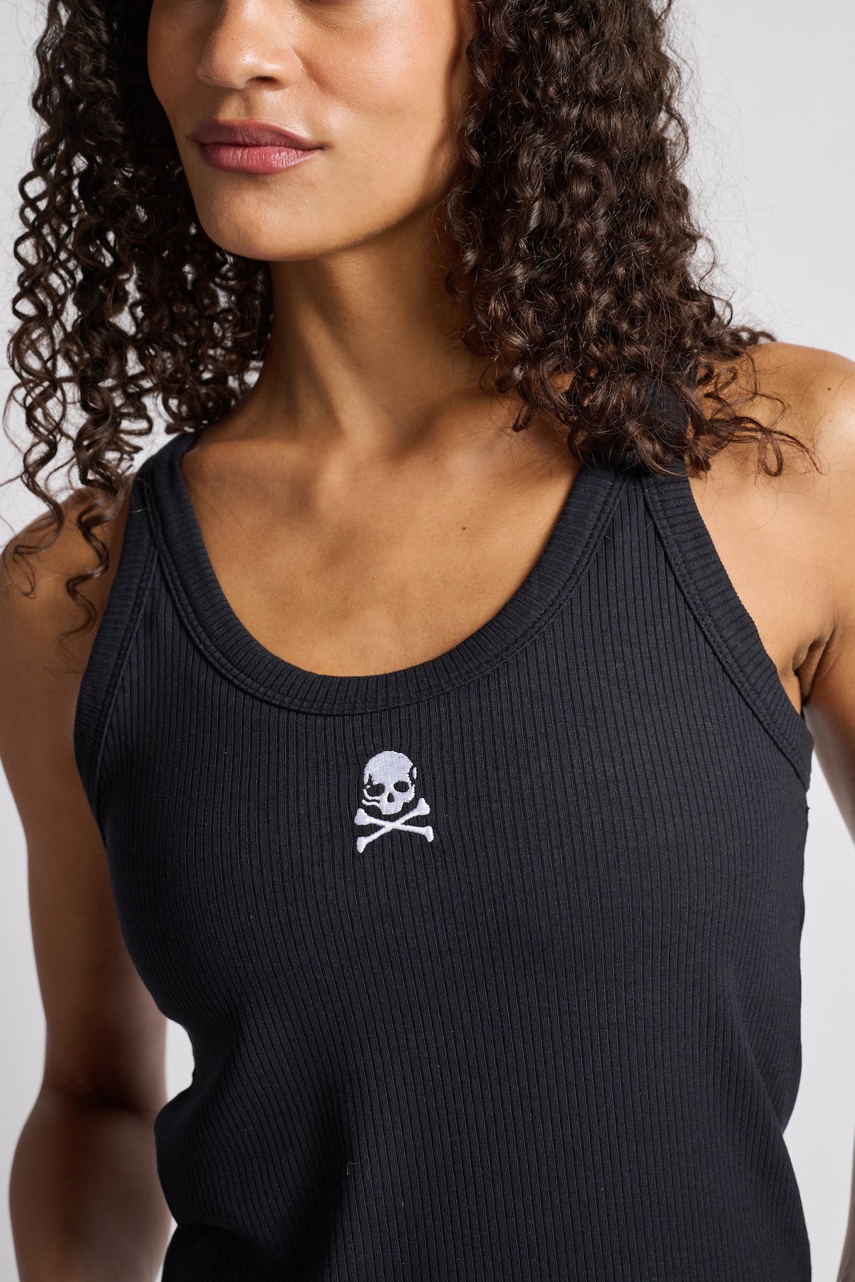 Terez | Skinny Strap Rib Tank | Black