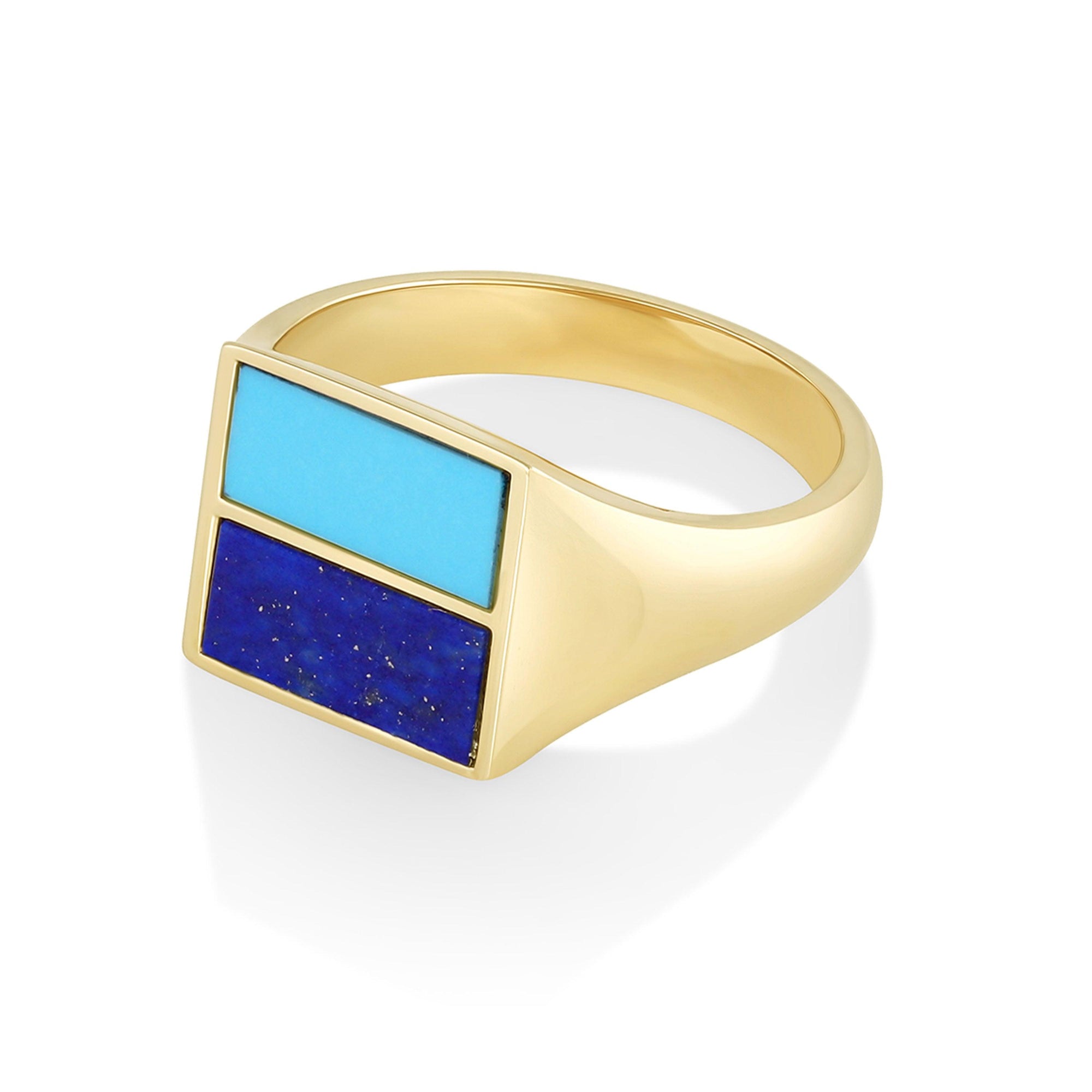 Women | Sky & Sea Inlay Ring | 14k Yellow Gold