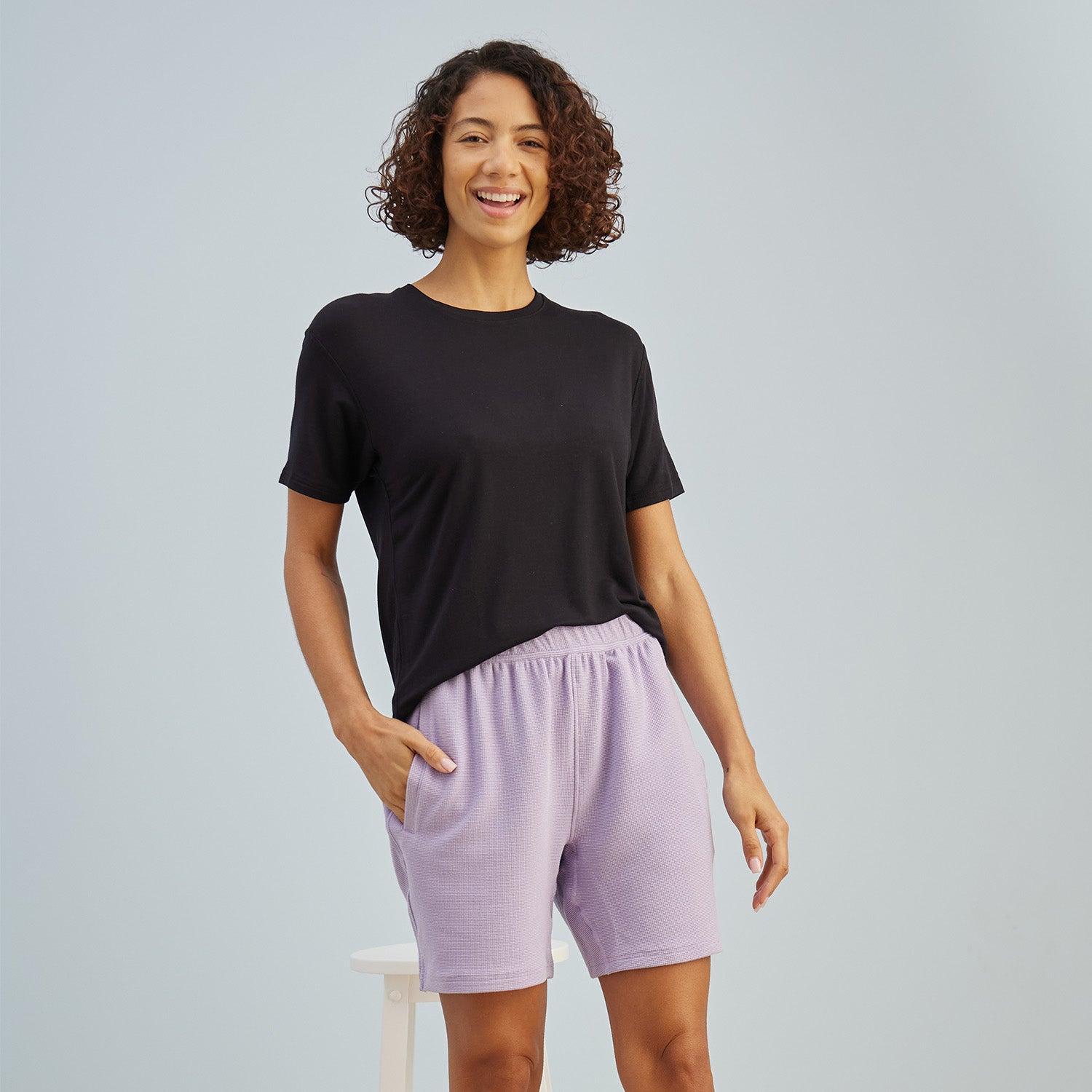 Waffle-Knit Lounge Shorts | Lavender