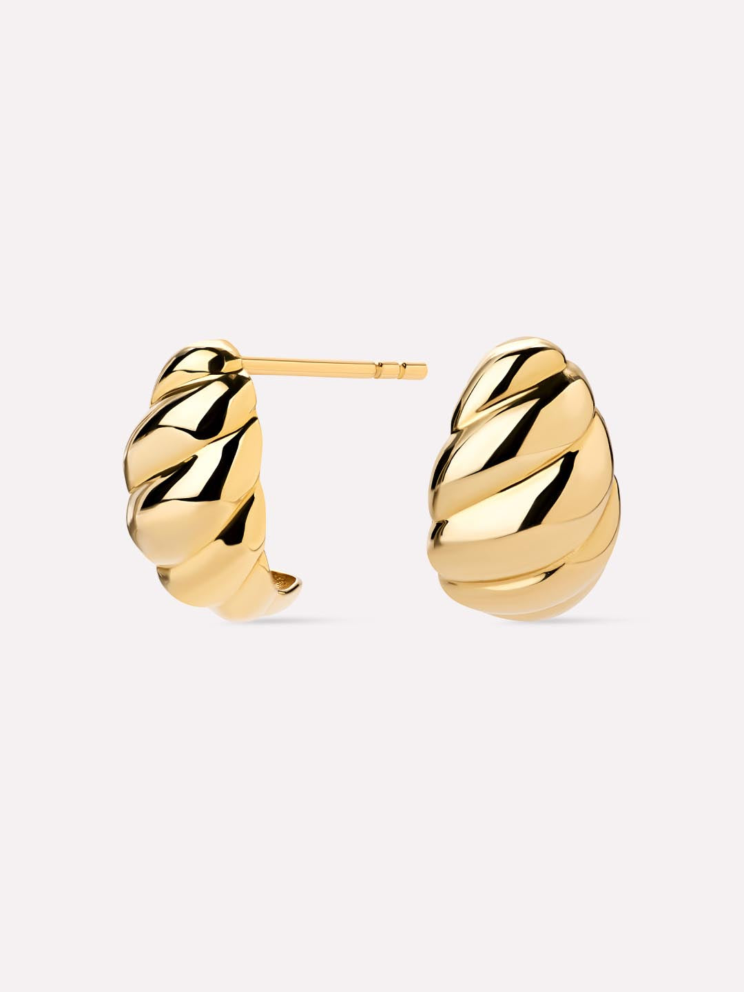Rope Huggie Studs | 10K Solid Gold