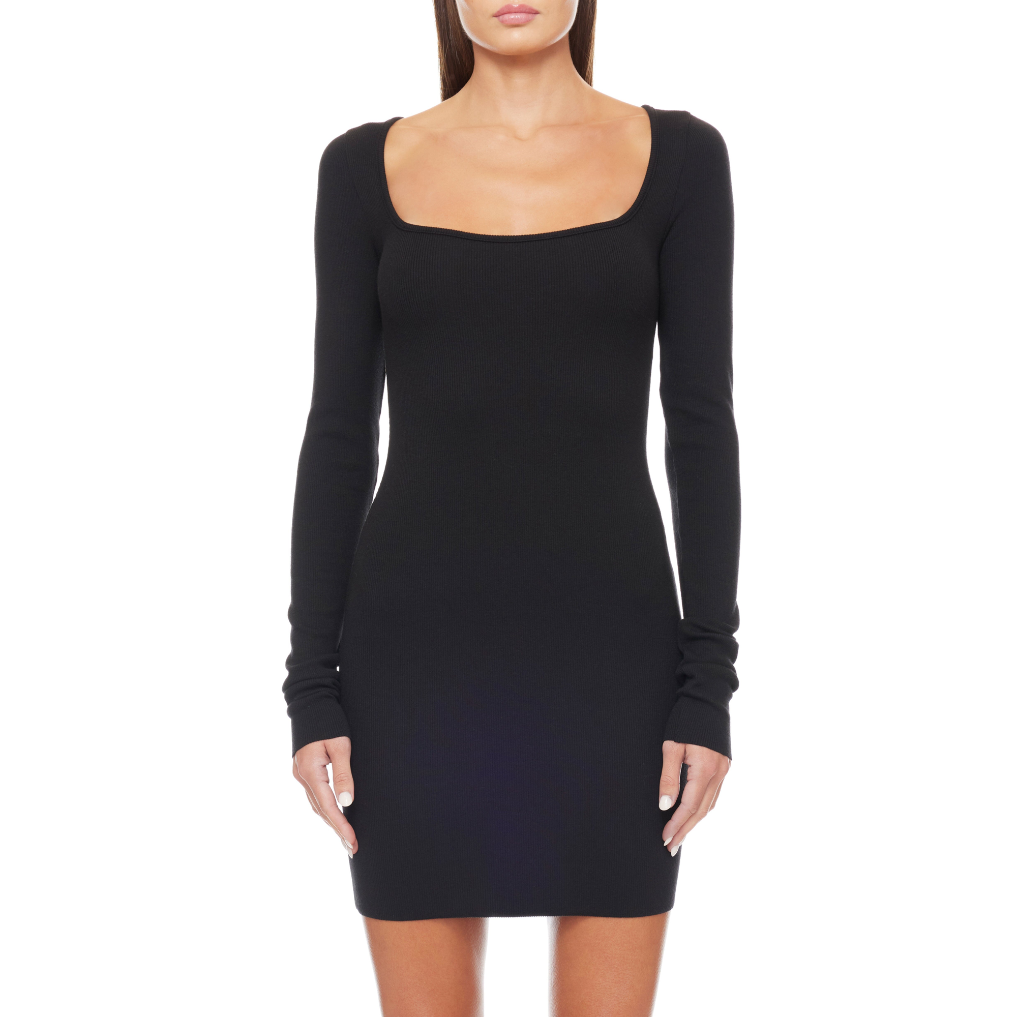 Square Neck Mini Dress | Black