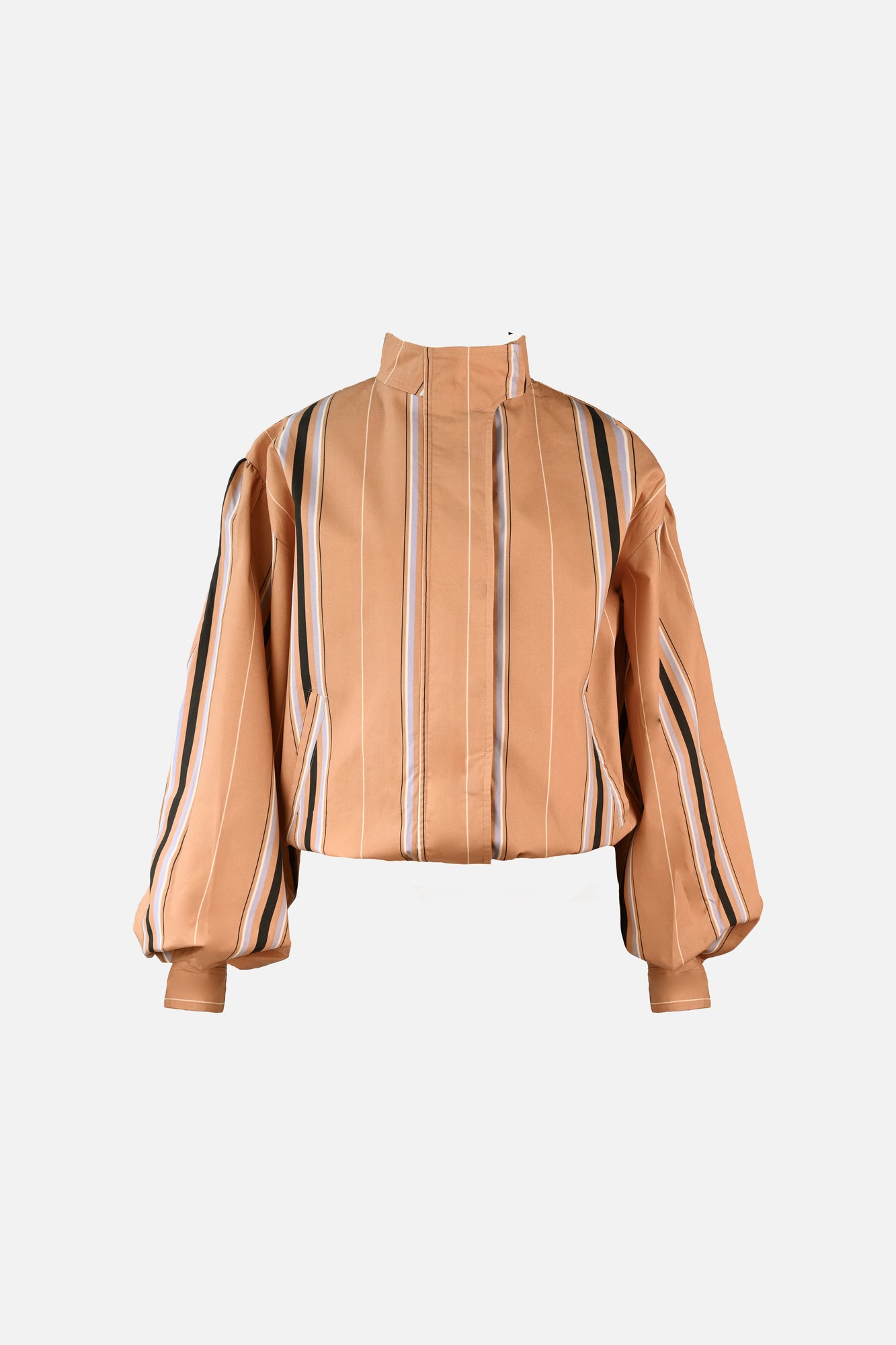 Stacy Cotton Boxy Jacket | Camel Striped