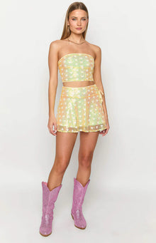Stay Sequin Mini Skirt | Yellow