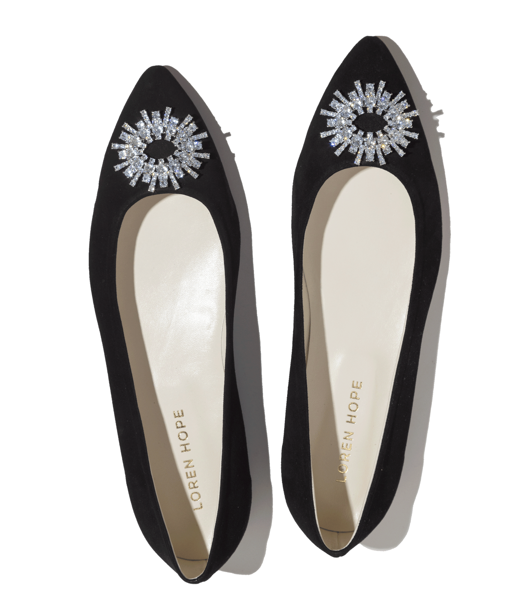 Stevie Ballerina Flats in Black Suede - Loren Hope