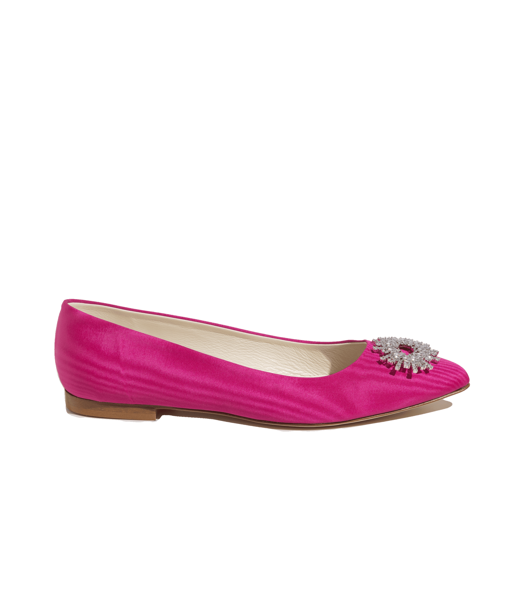 Stevie Ballerina Flats in Pink Silk Moire - Loren Hope
