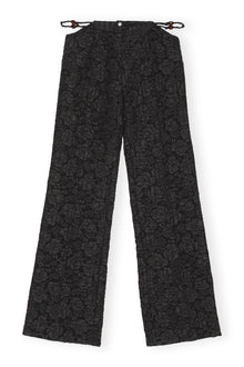 Stretch Jacquard Flared Trousers | Black