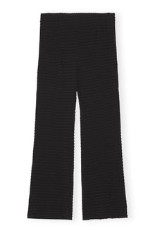 Stretch Seersucker Cropped Trousers | Black