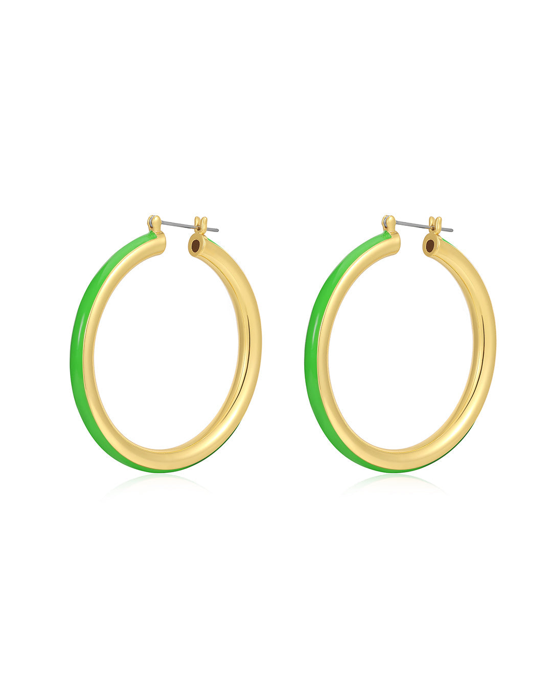 Stripe Amalfi Hoops - Bright Green - Gold | Plated Gold