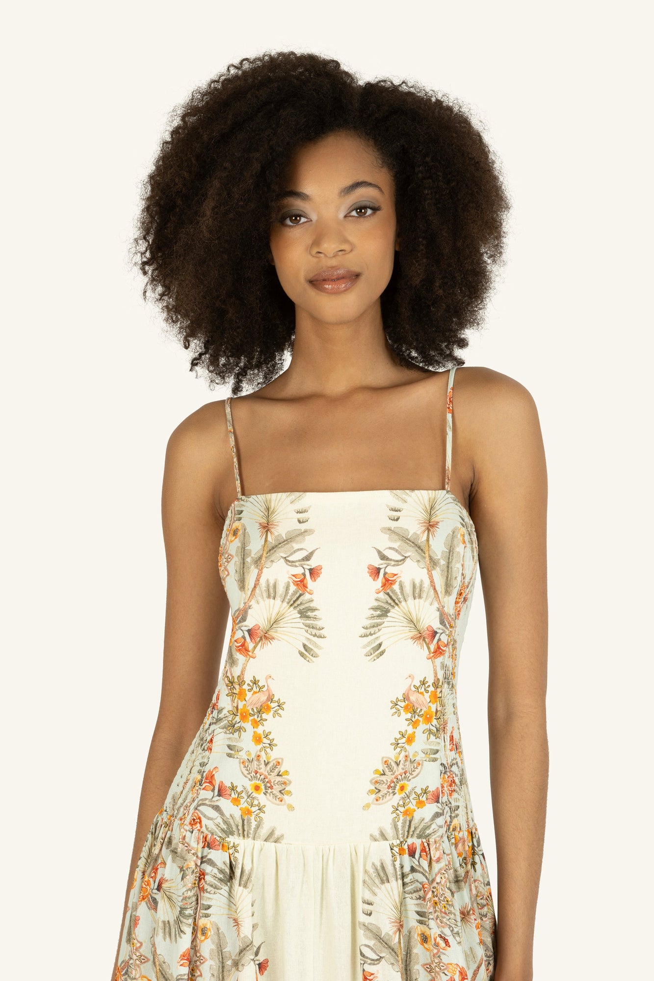 Suzy Dress | Natural Floral Road Print