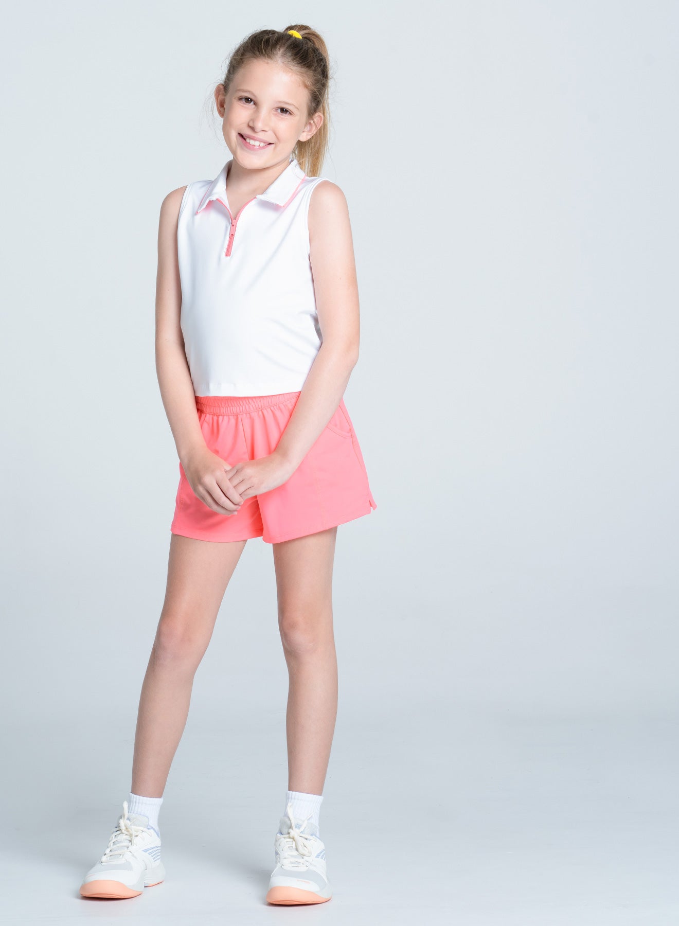 Kids | Club Zip Sleeveless Polo | Flamingo