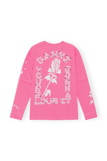 Light Jersey Layered Long Sleeve T-shirt | Shocking Pink