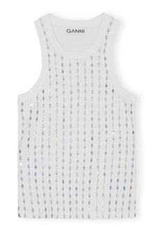 Rib Jersey Beaded Top | Bright White