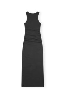 Soft Cotton Rib Tank Top Long Dress | Black