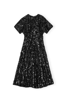 Velvet Sequins Long Dress | Black