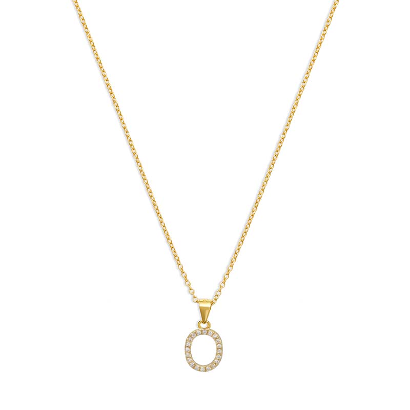 The Pave Single Block Initial Necklace | 18KT Gold Vermeil & Sterling Silver