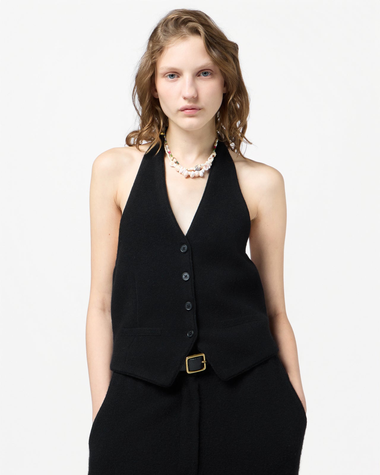 Tailored Halter Vest | Black