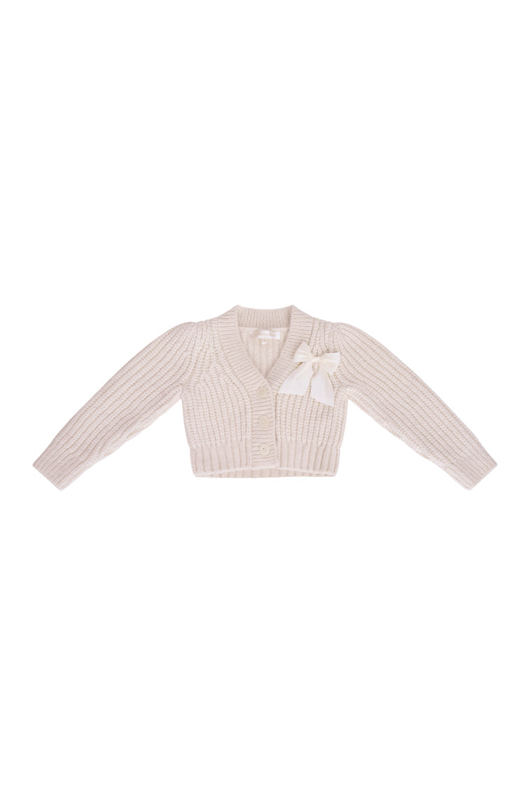 Girls Teisha Alpaca Bow Cardigan | Snow