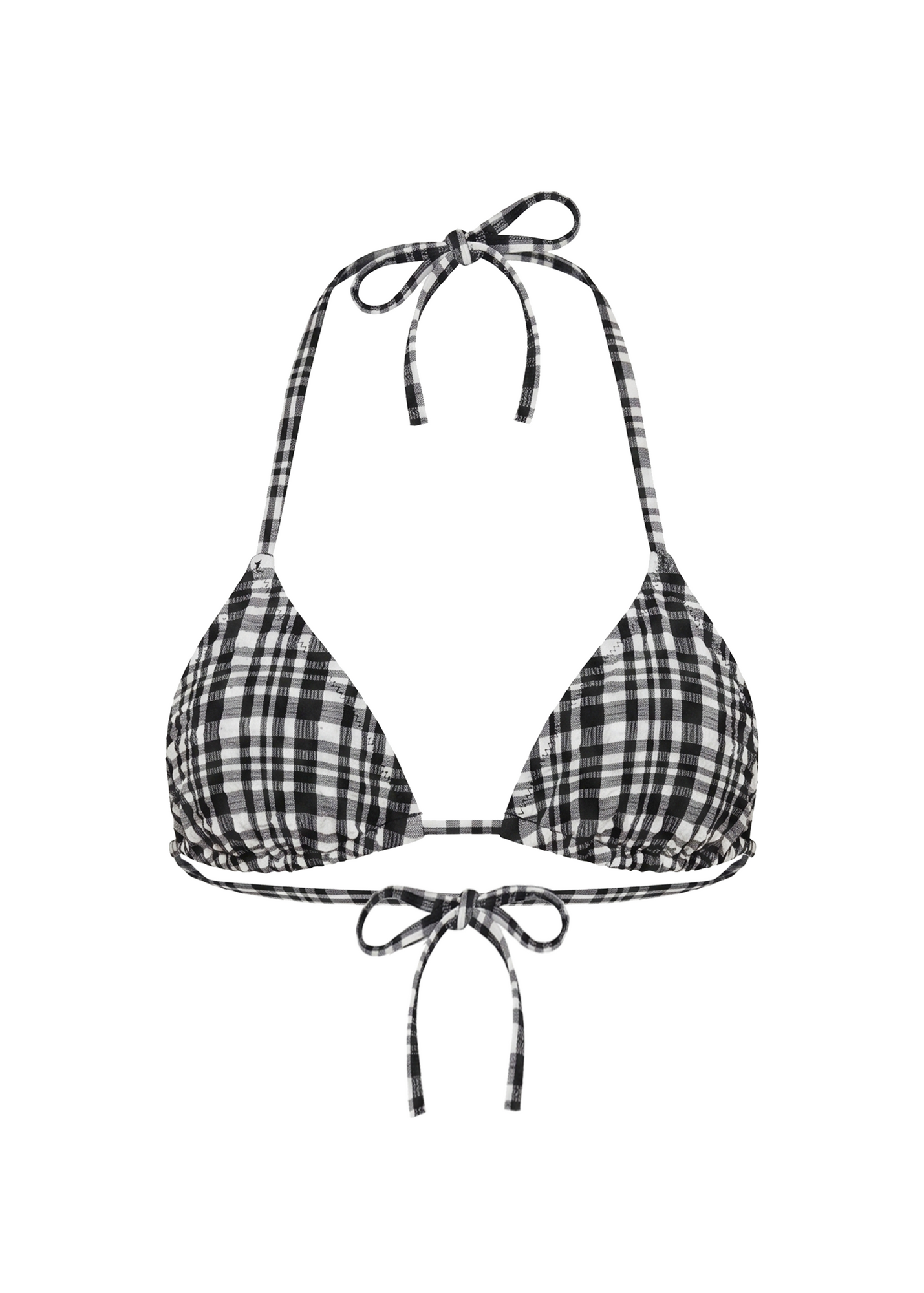 Womens | Iris Bikini Top Puckered Plaid | Noir