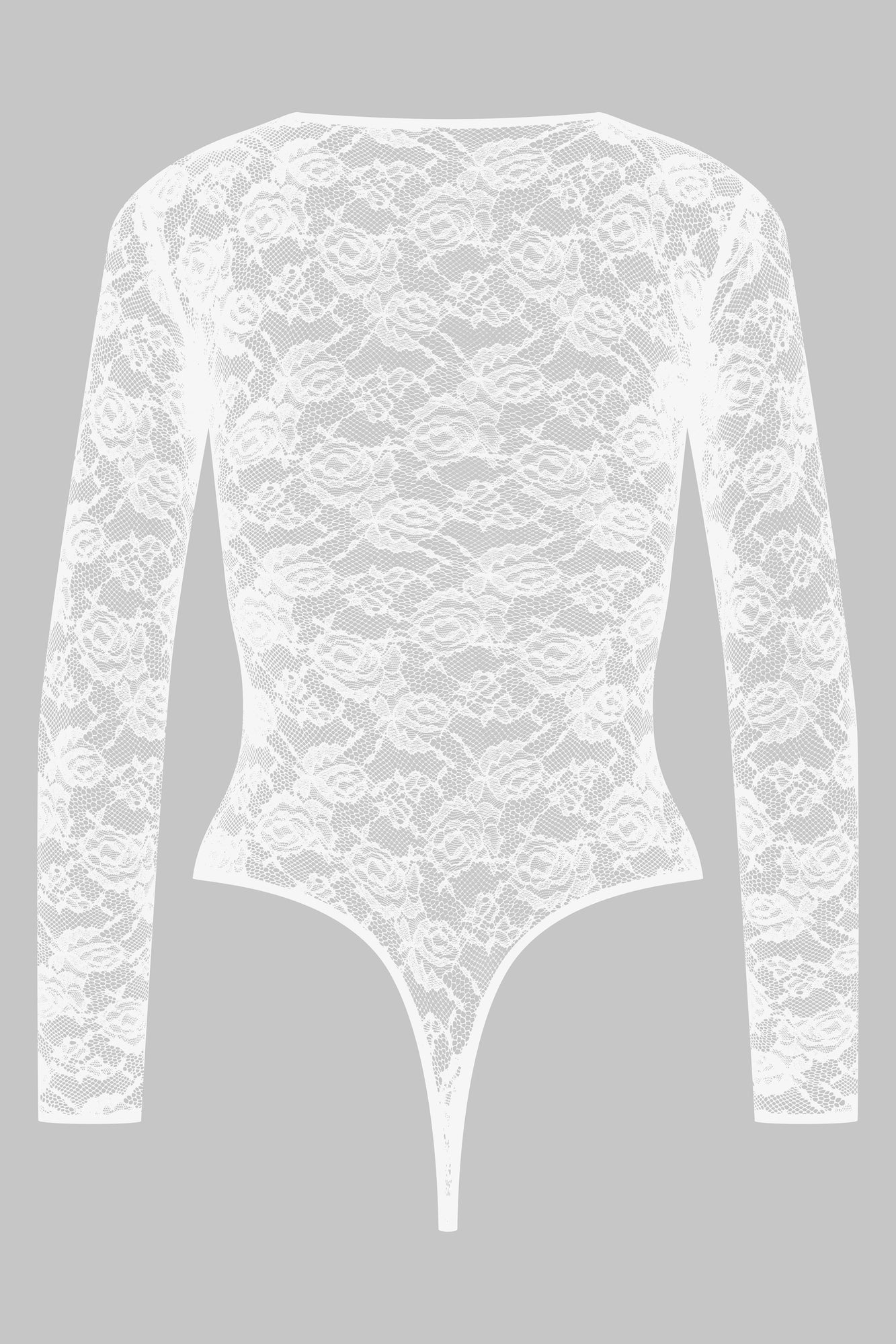 Long-Sleeved Thong Bodysuit - Flashback | White