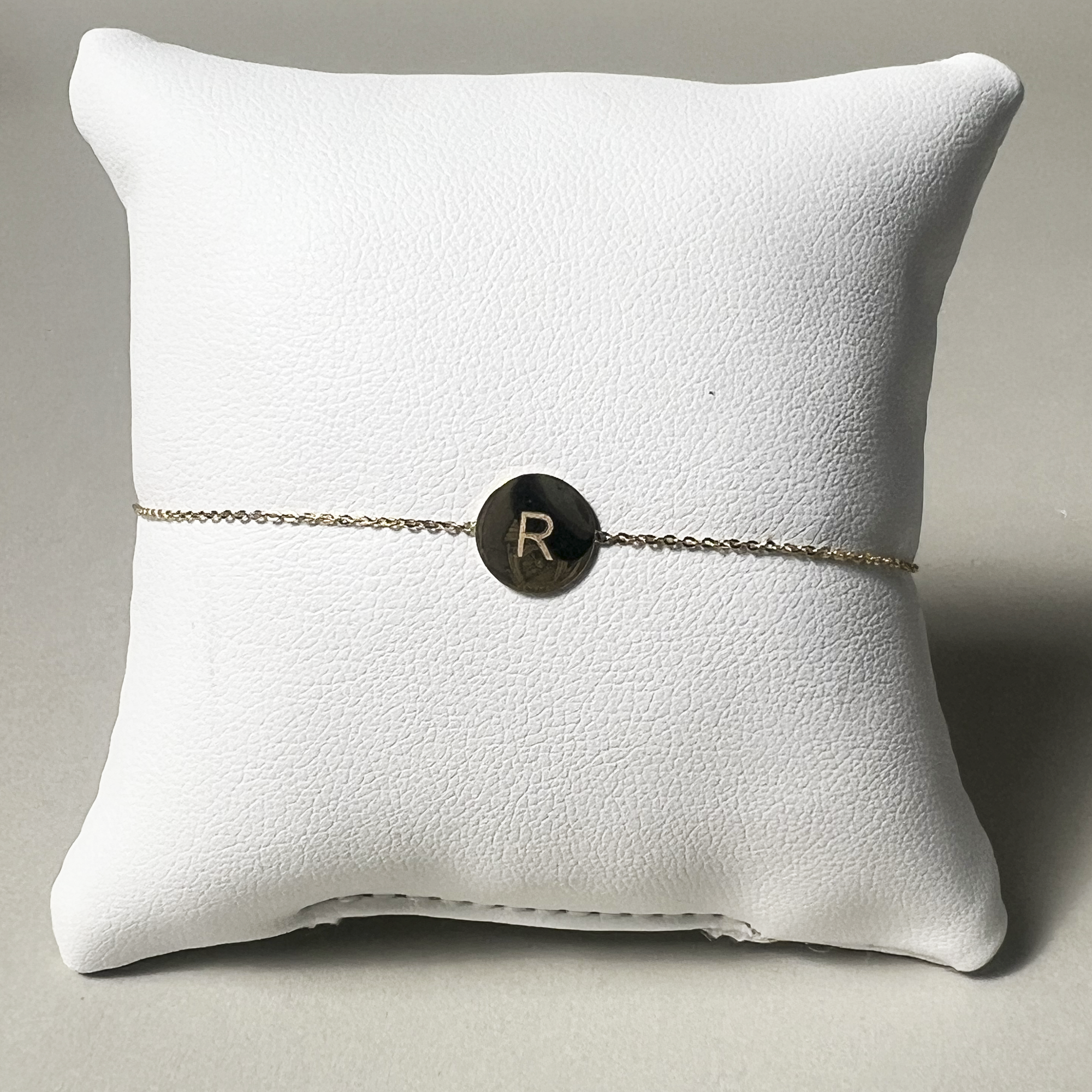 Adjustable Gold Initial Disc Bracelet | 14K Yellow Gold