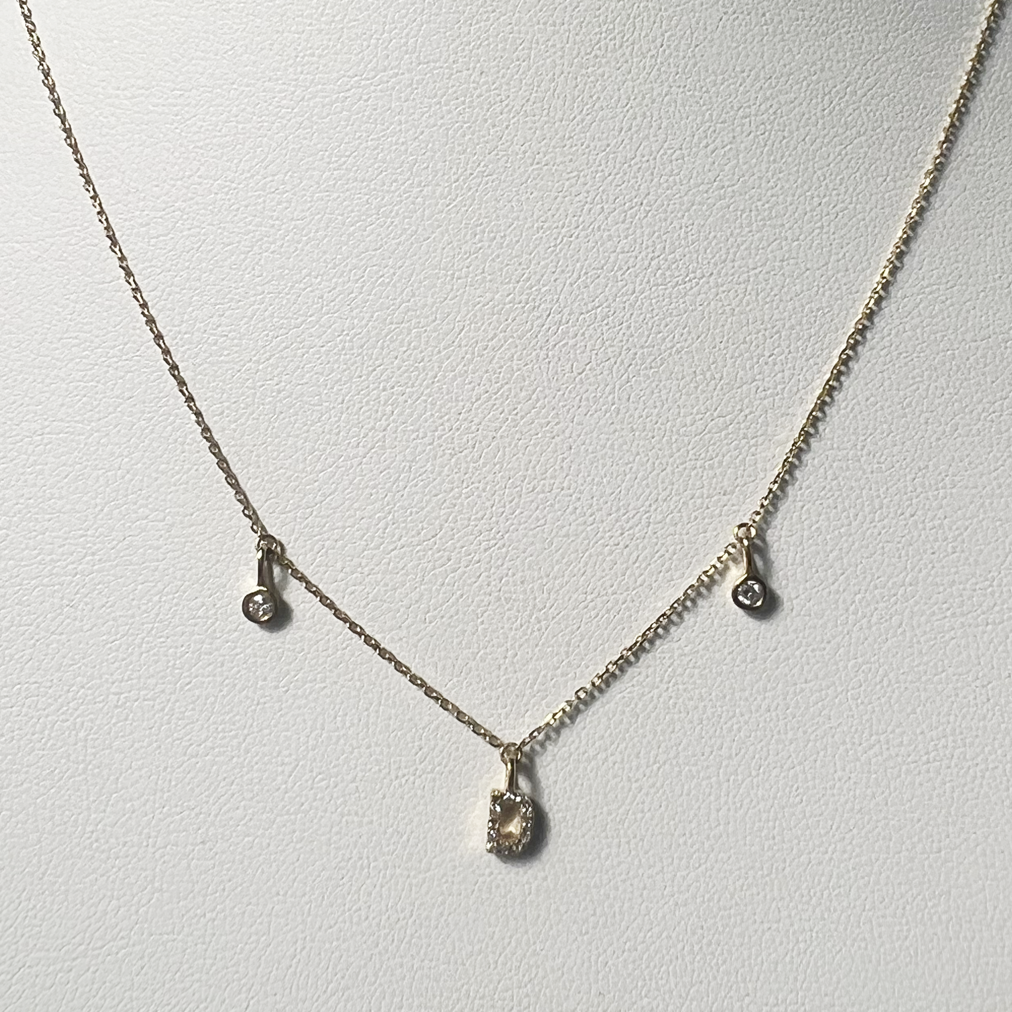Double Diamond Initial Necklace | 10K Yellow Gold | White Diamond