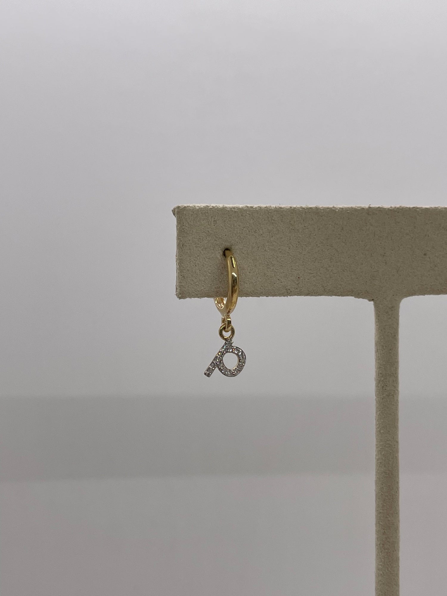Lowercase Pave Initial Huggies | 10K Yellow Gold | 0.03CTW (Approx) Round White Diamond