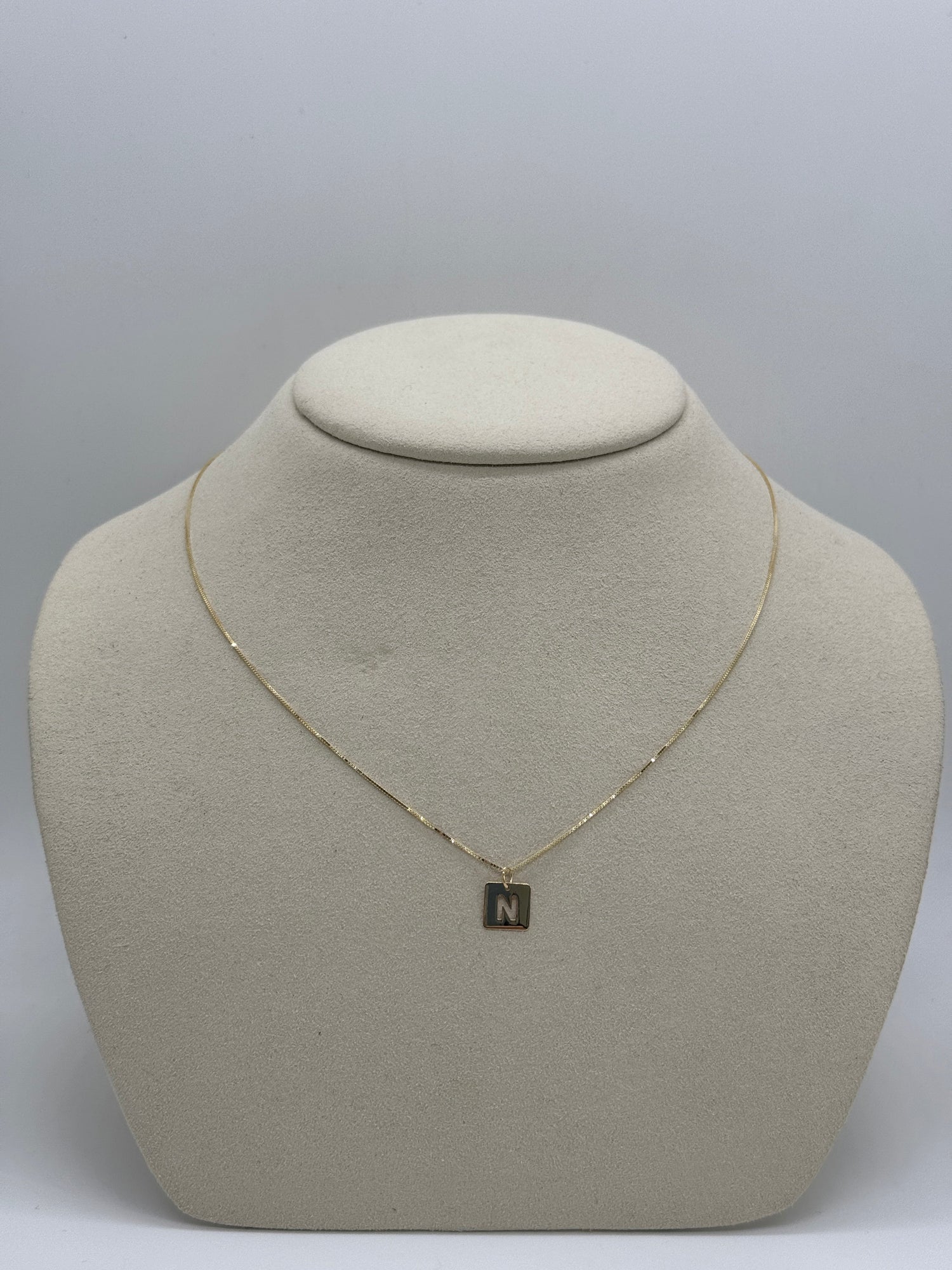 Cut Out Initial Tag Necklace | 10K Yellow Gold