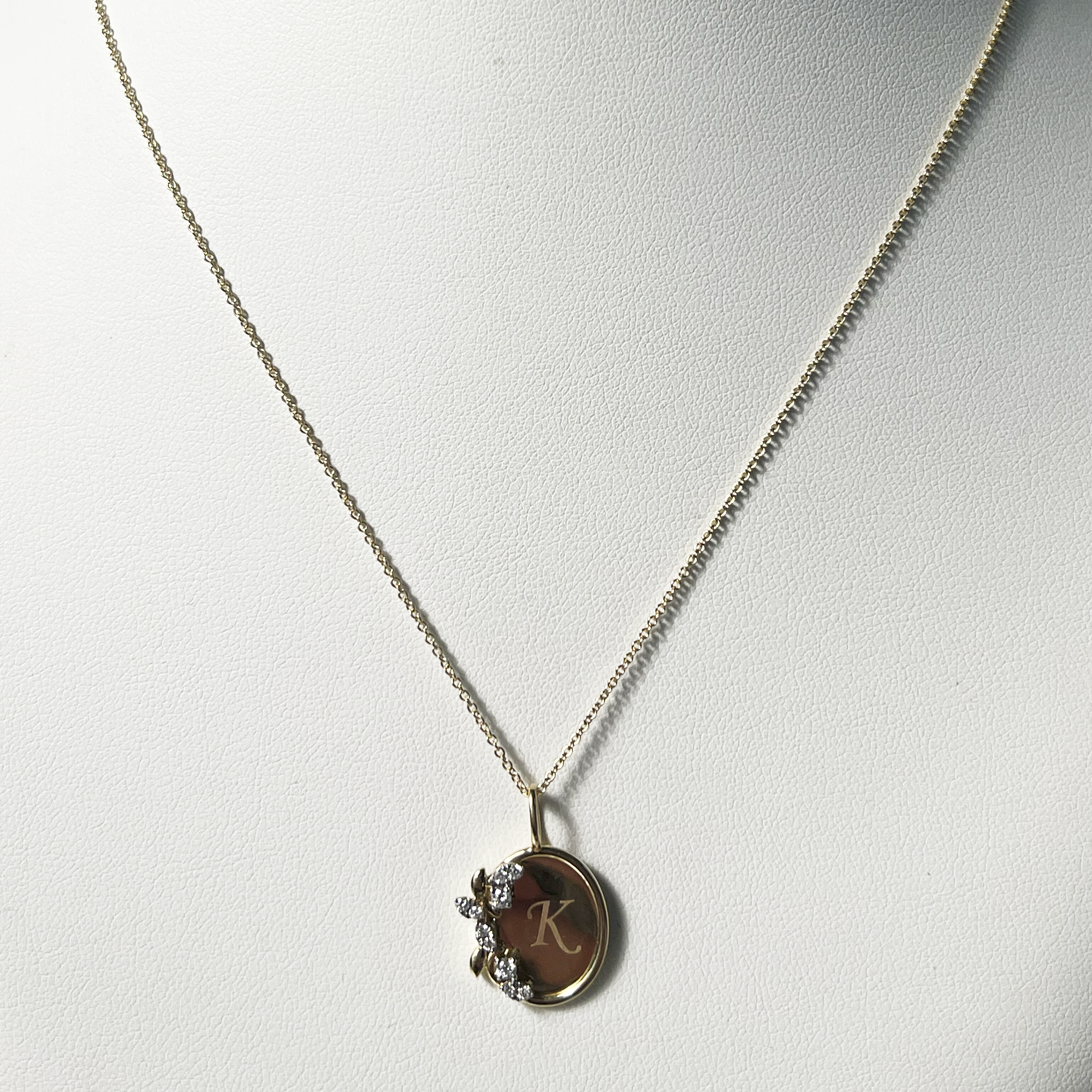 Secret Garden Initial Medallion Necklace | 10K Yellow Gold | White Diamond