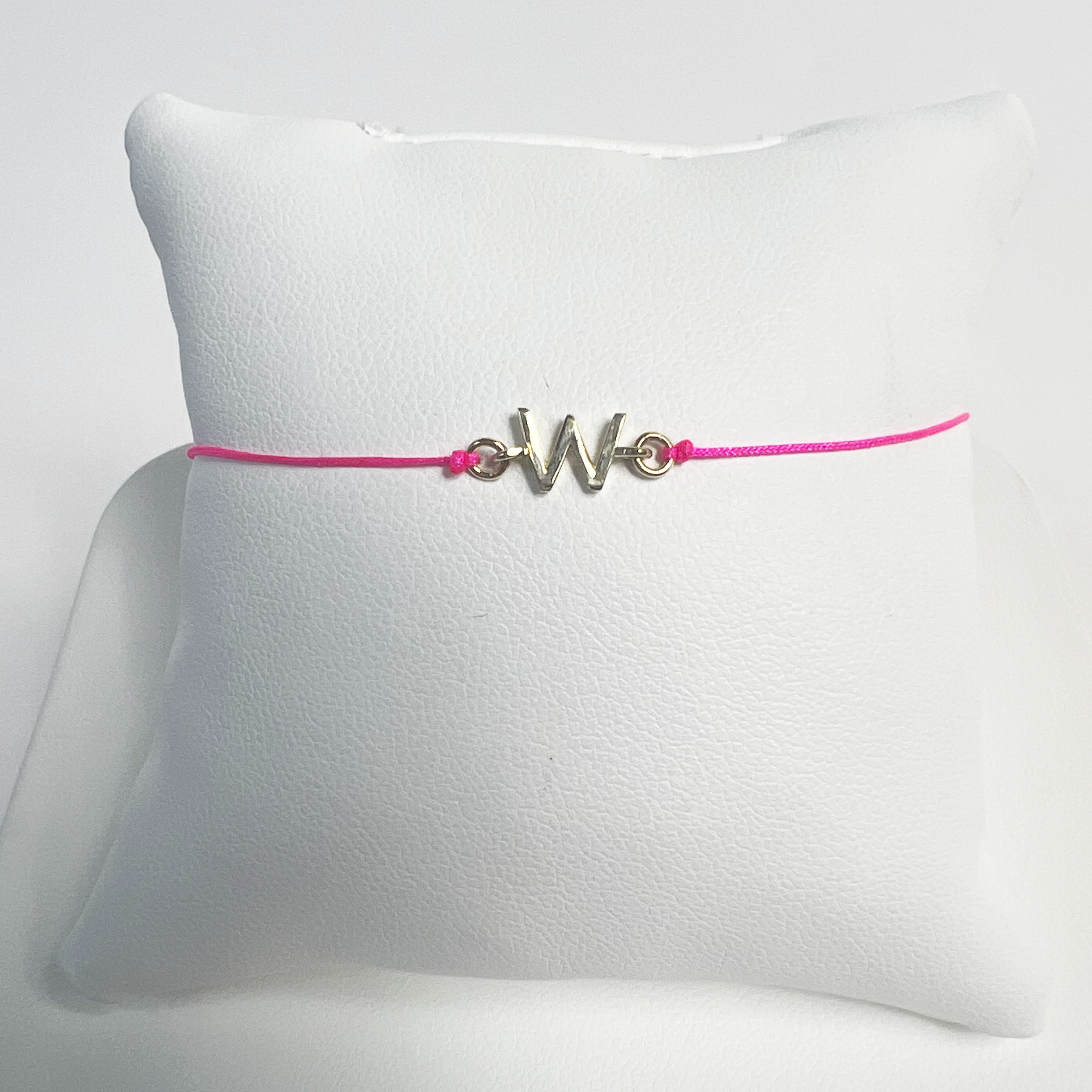 Friendship Initial Bracelet | 10K Yellow Gold | Hot Pink