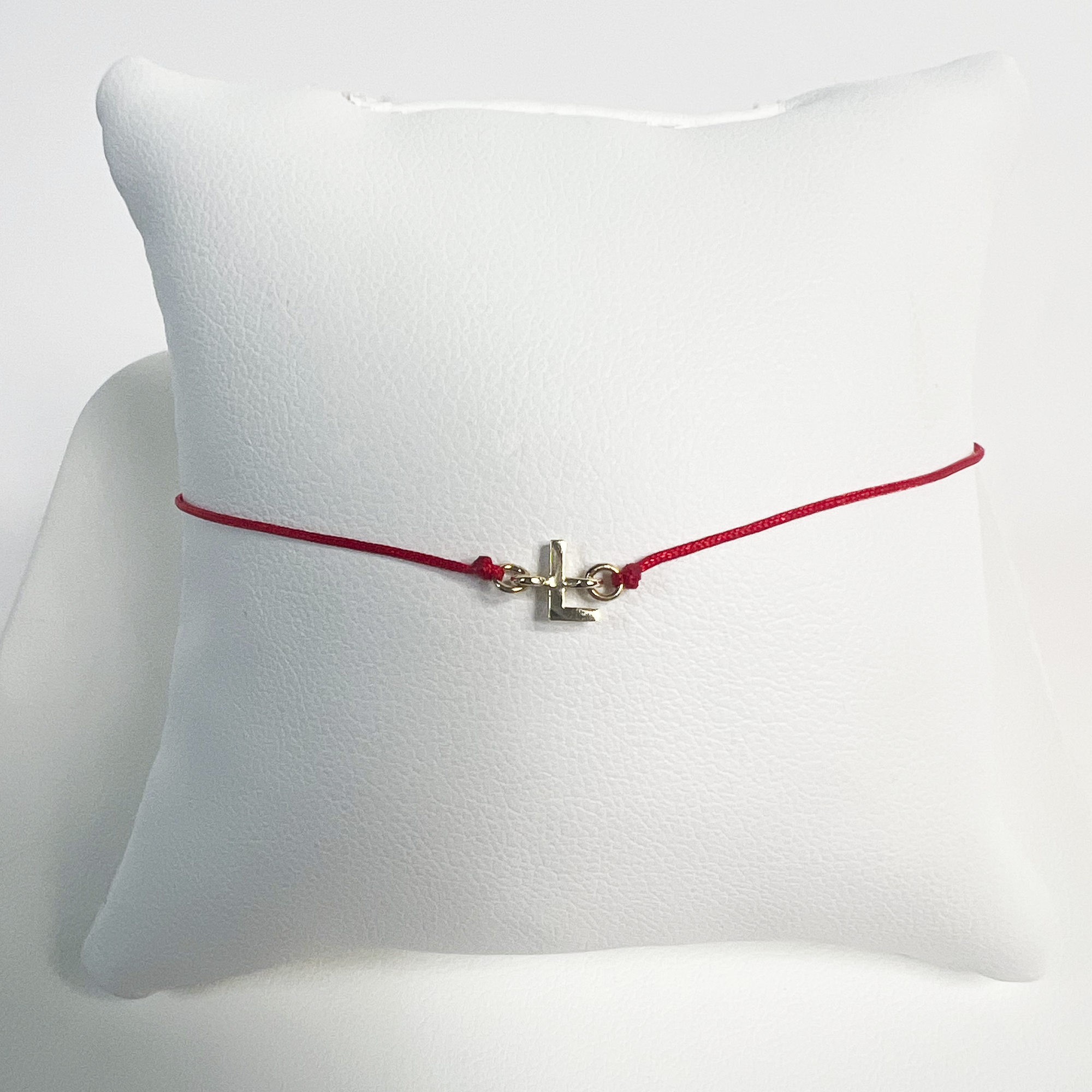 Friendship Initial Bracelet | 10K Yellow Gold | Red