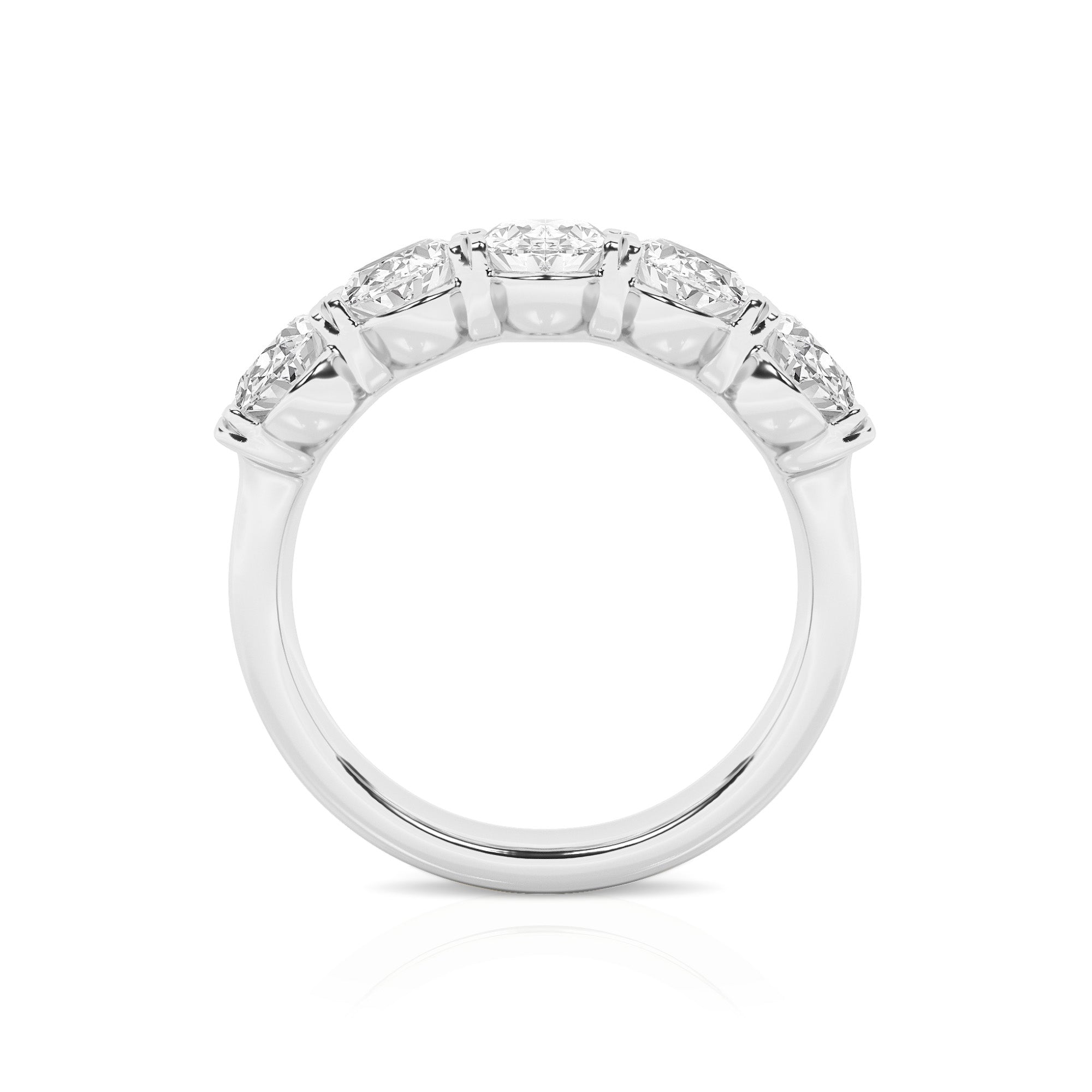 3.00 CT Oval Lab-Grown Diamond | Five Stone Anniversary Wedding Band Ring | 14K White Gold | G Color | VS Clarity