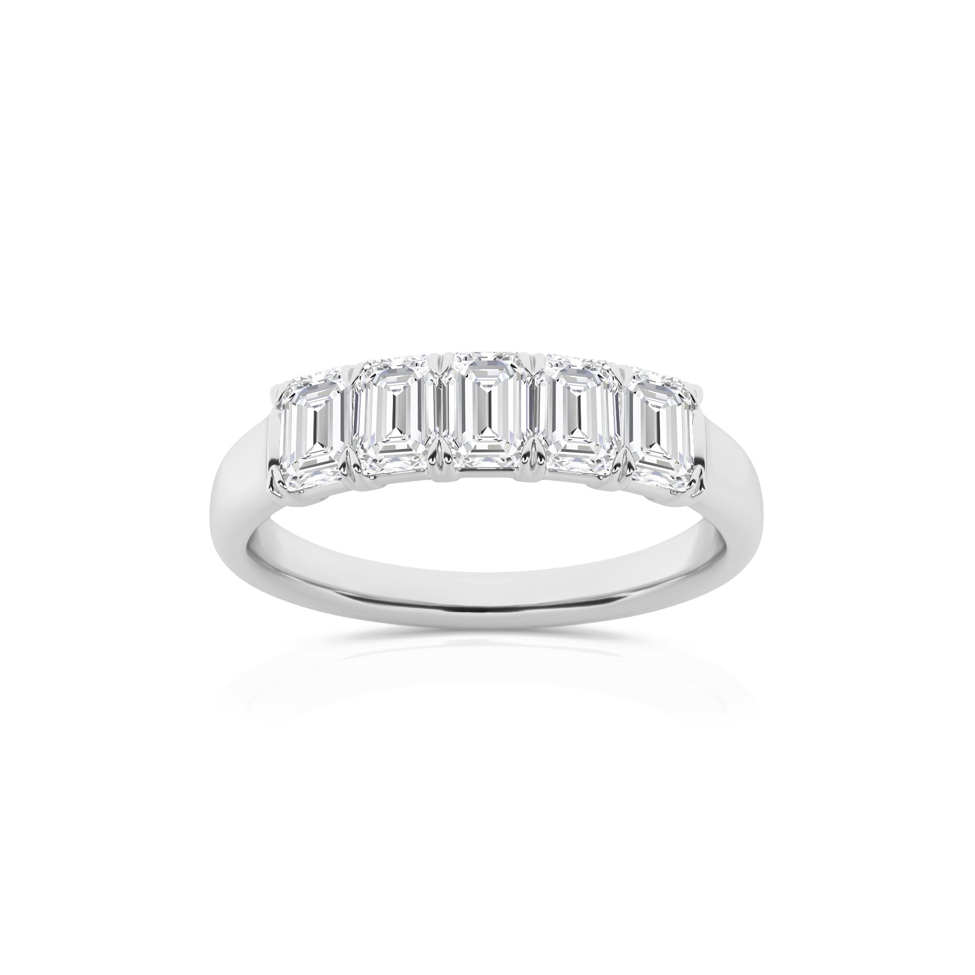 1.00 CT Emerald Lab-Grown Diamond | Five Stone Anniversary Wedding Band Ring | 14K White Gold | G Color | VS Clarity