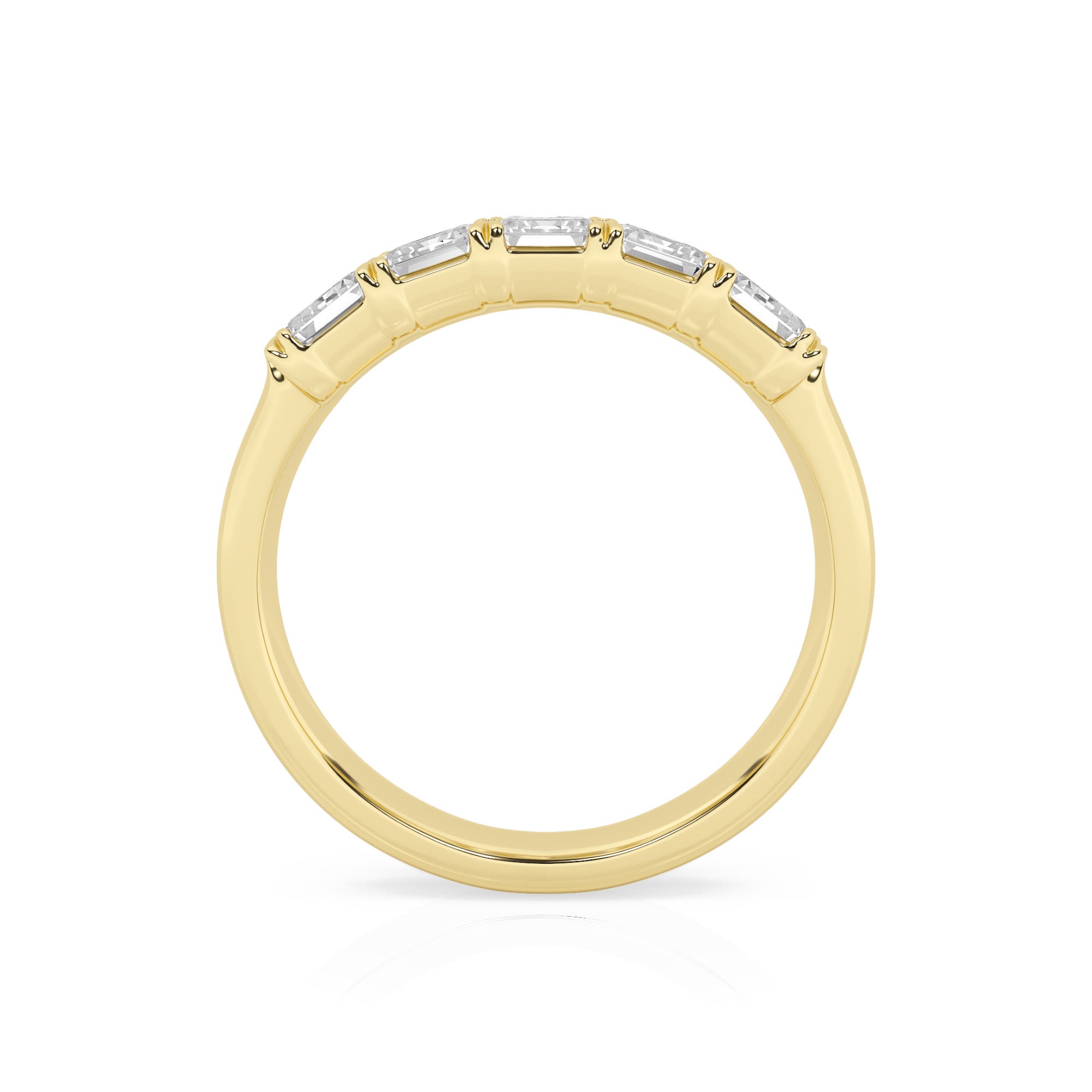 2.00 CT Emerald Lab-Grown Diamond | Five Stone Anniversary Wedding Band Ring | 14K Yellow Gold | G Color | VS Clarity