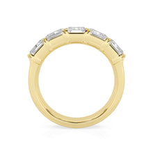 5.00 CT Emerald Lab-Grown Diamond | Five Stone Anniversary Wedding Band Ring | 14K Yellow Gold | G Color | VS Clarity