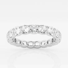 4.00 CT Cushion Lab-Grown Diamond | Eternity Band Ring | 14K White Gold | G Color | SI Clarity
