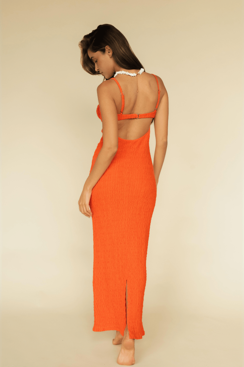 Petal Long Slip Dress | Tangerine