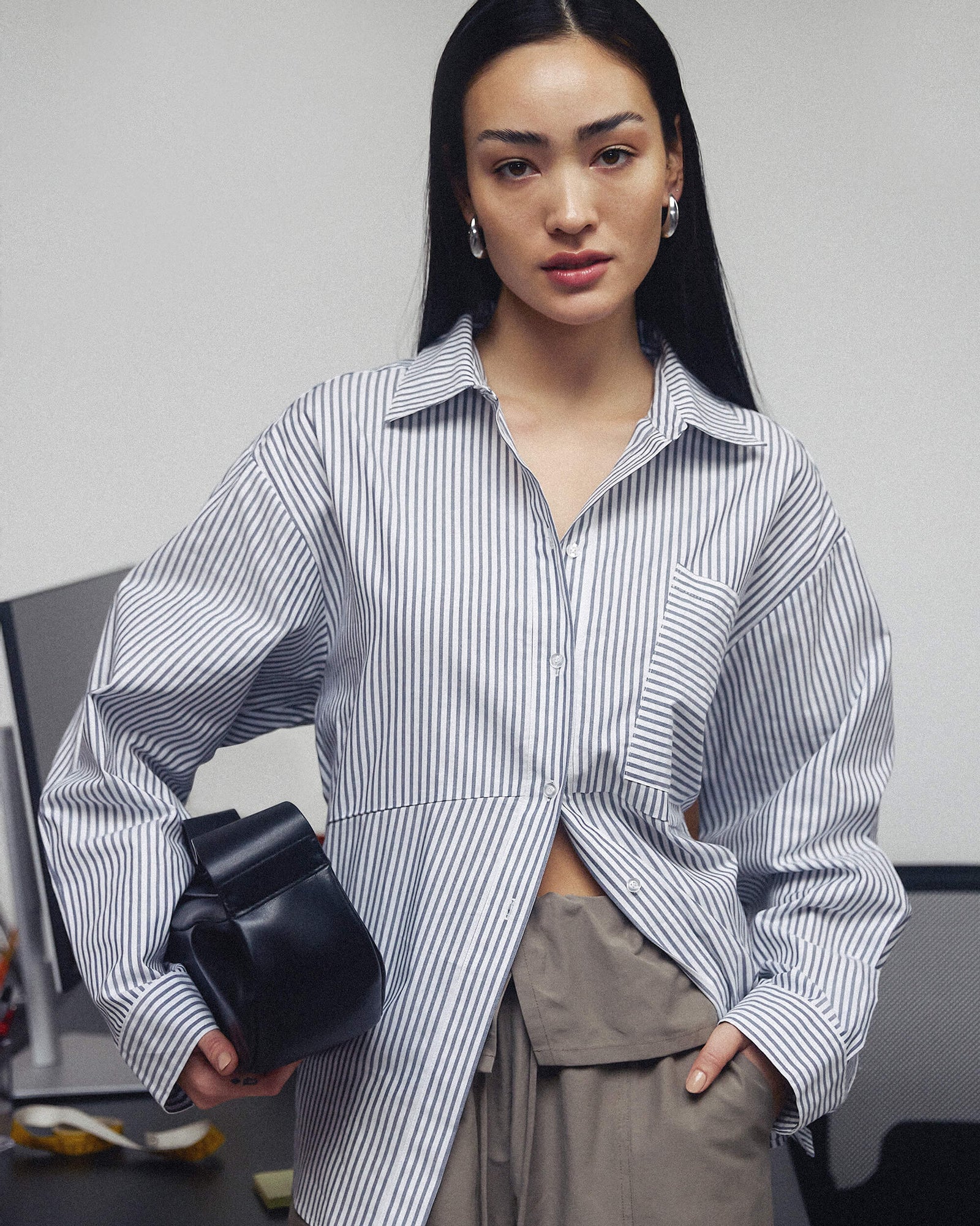 Liz | Tariro Oversized Striped Shirt in Size Small