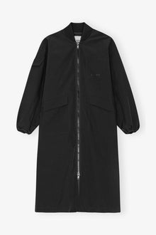 Tech Seersucker Oversized Shell Coat | Black