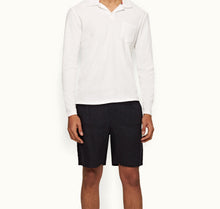 Terry Towelling O.B Stripe Tailored Fit Long-Sleeve Towelling Resort Polo Shirt | White