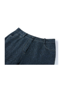 Textured Straight Pants | Navy