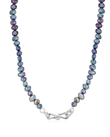 The Pave Hook Pearl Necklace | Silver