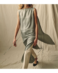 The Fluid Cape Dress In Wave Stripe | Sky