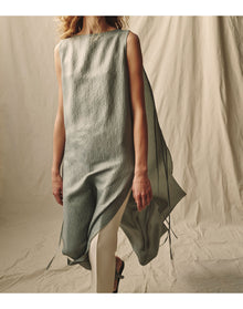 The Fluid Cape Dress In Wave Stripe | Sky