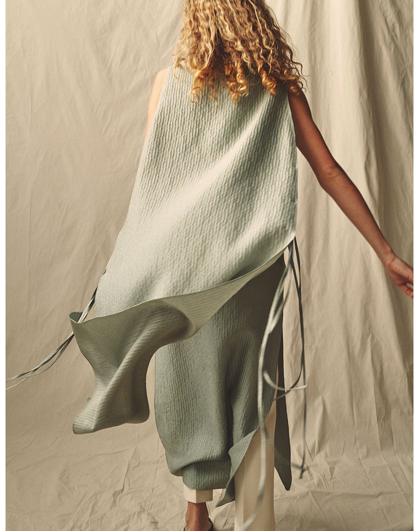 The Fluid Cape Dress In Wave Stripe | Sky