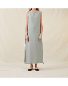 The Fluid Cape Dress In Wave Stripe | Sky
