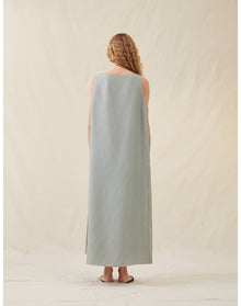 The Fluid Cape Dress In Wave Stripe | Sky