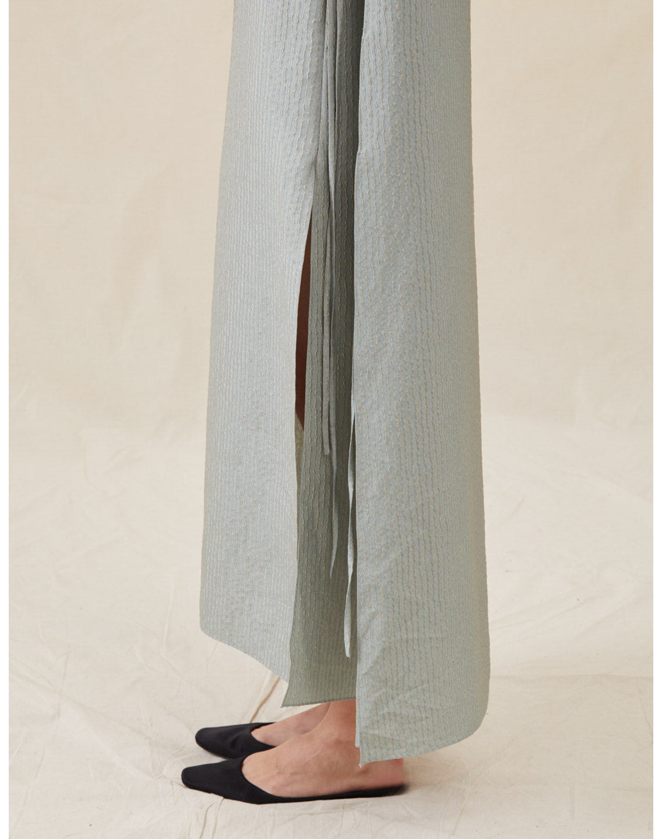 The Fluid Cape Dress In Wave Stripe | Sky
