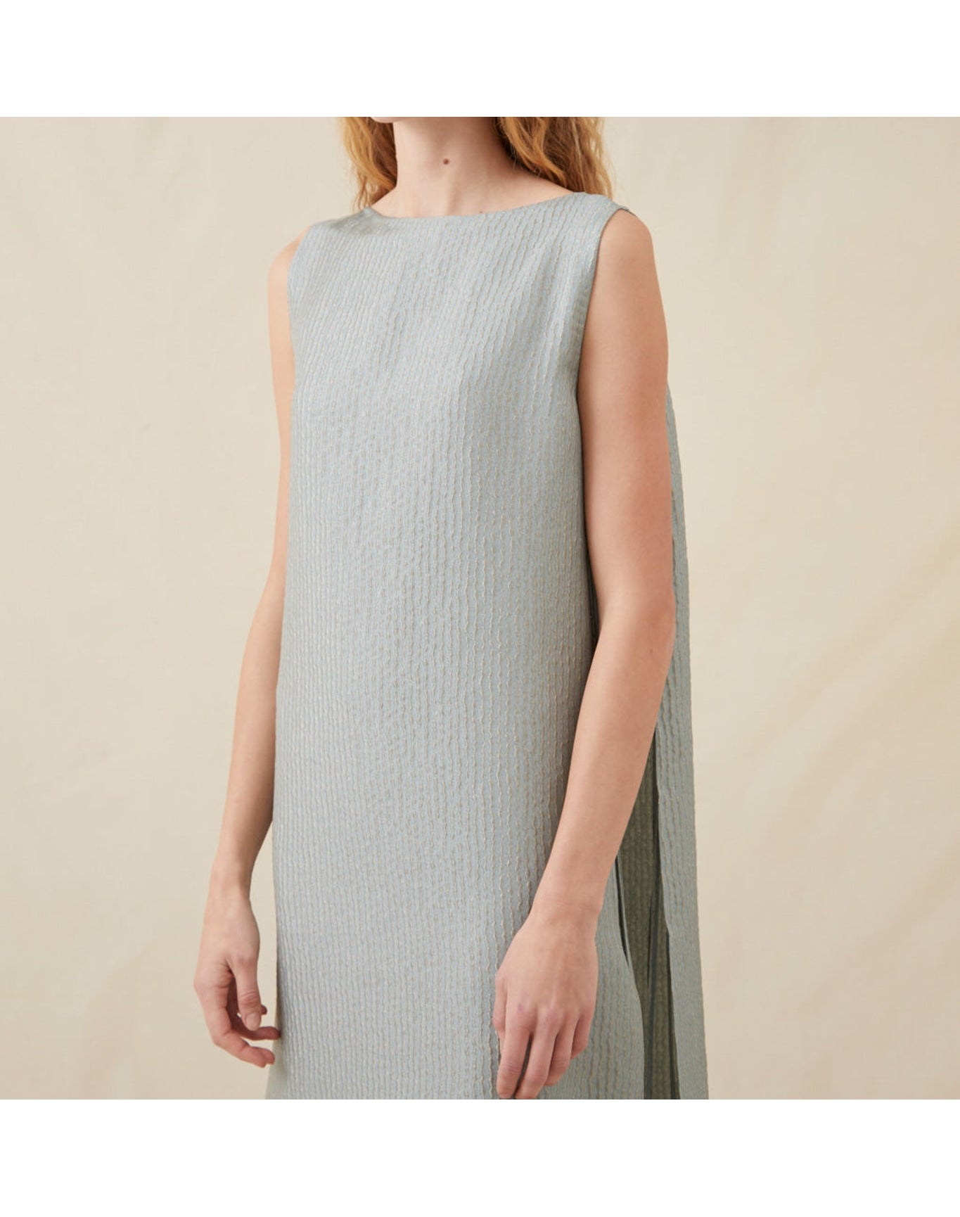 The Fluid Cape Dress In Wave Stripe | Sky