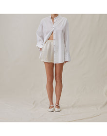 The Rolled Shorts in Bari Stripe | Cream / Cream
